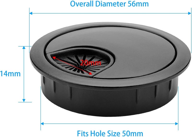 Petutu 2 Pack 2 Inch Metal Desk Grommet for Wire Organizer, Black - Image 2